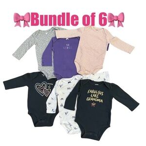 Bundle of 6 Long Sleeve Carter’s Onesies (size 6 months)